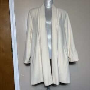 Ashley Scott Ivory Wool Coat Open Front Vintage Size 8 Elegant Timeless USA